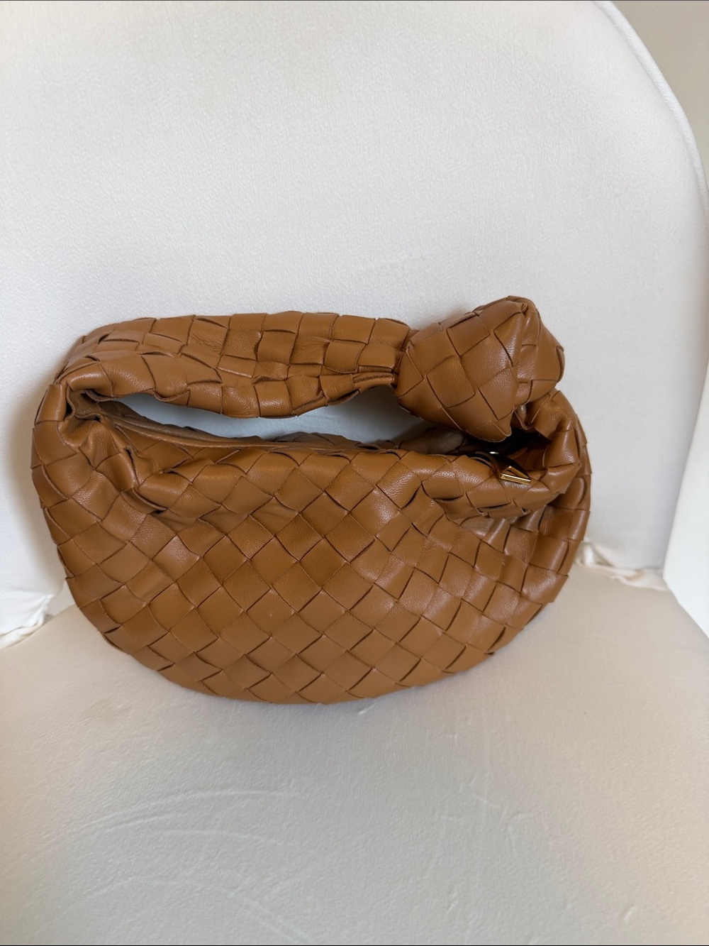 Bottega Veneta Intrecciato Knot Mini Hobo in Cognac Brown